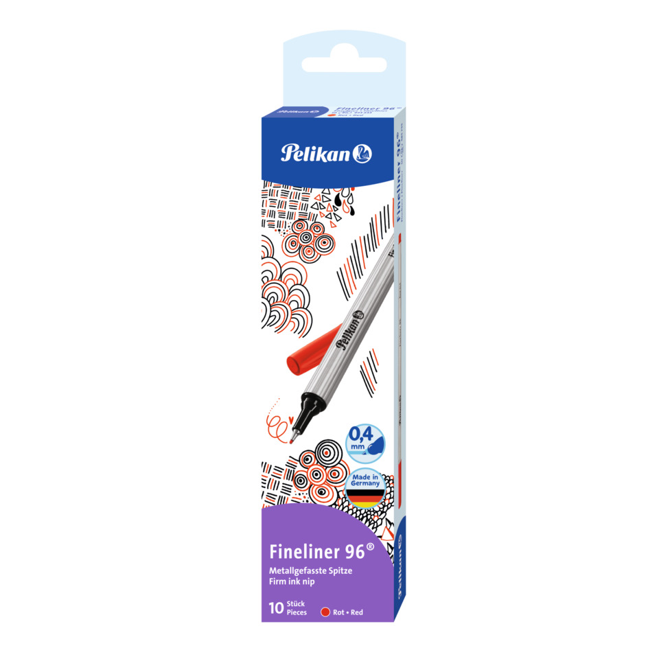 Fineliner, Marker, Stift, Roter Tintenfluss, 0,4 mm