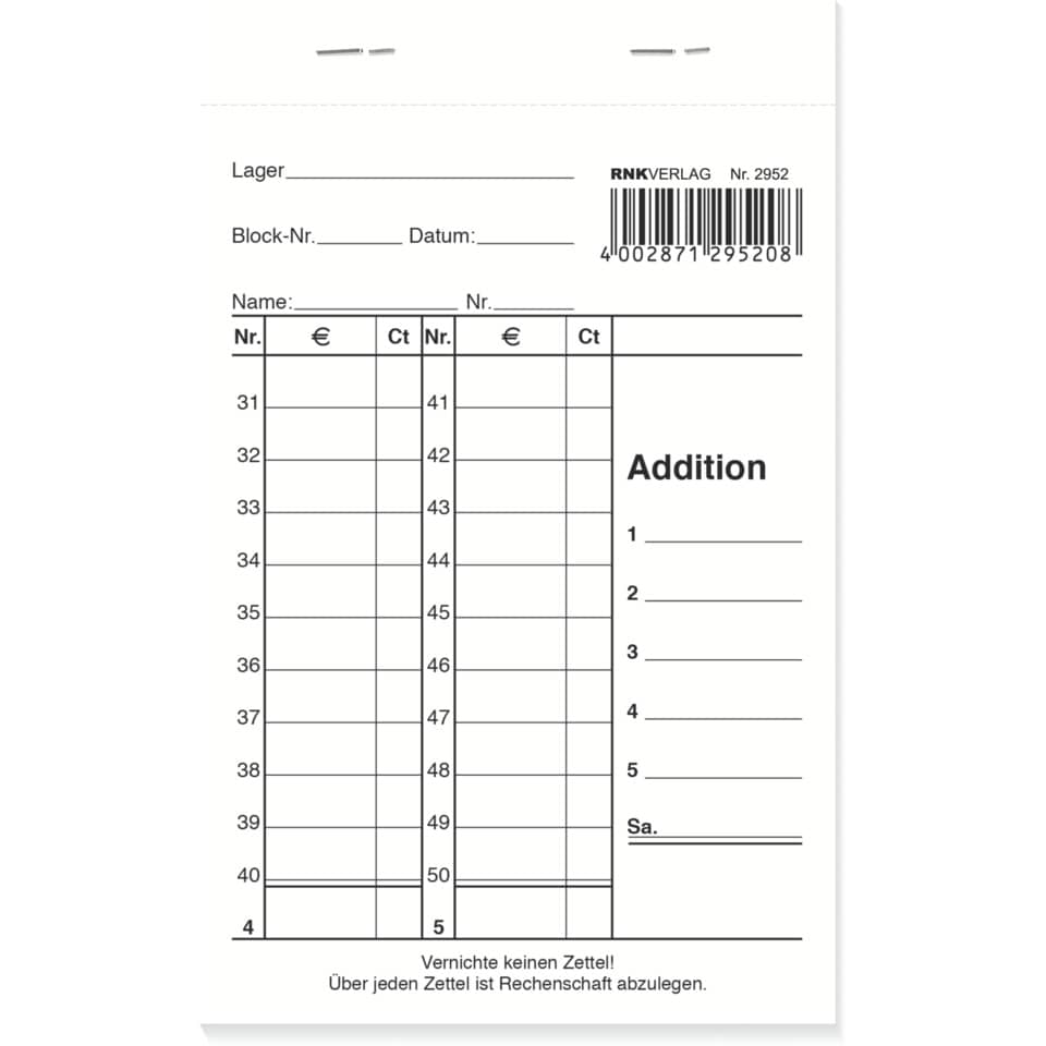 Kassenzettel, Summe, Barcodes, Tischaufsteller, Addition