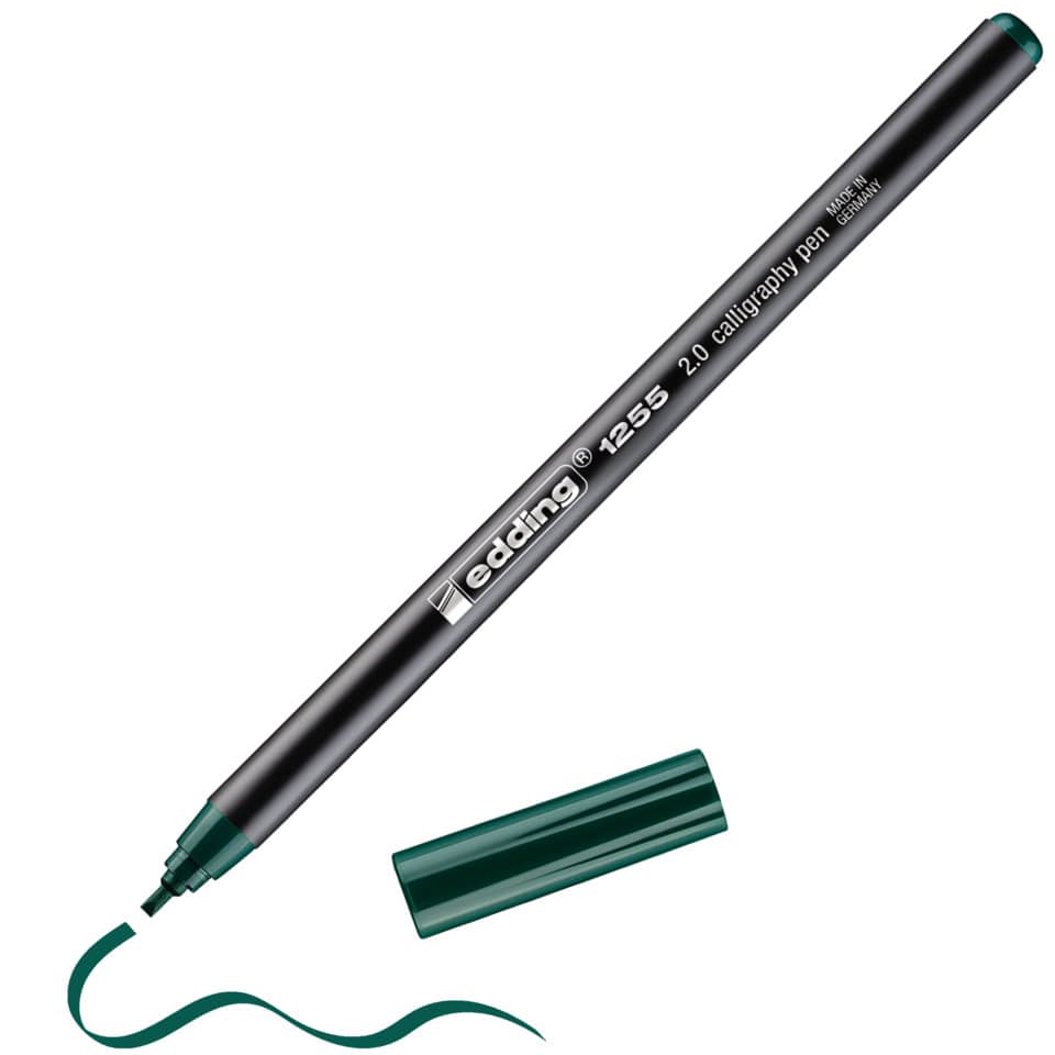 Kalligrafie-Stift, 2.0, Grün, Schwarz, Spitze mit Deckel