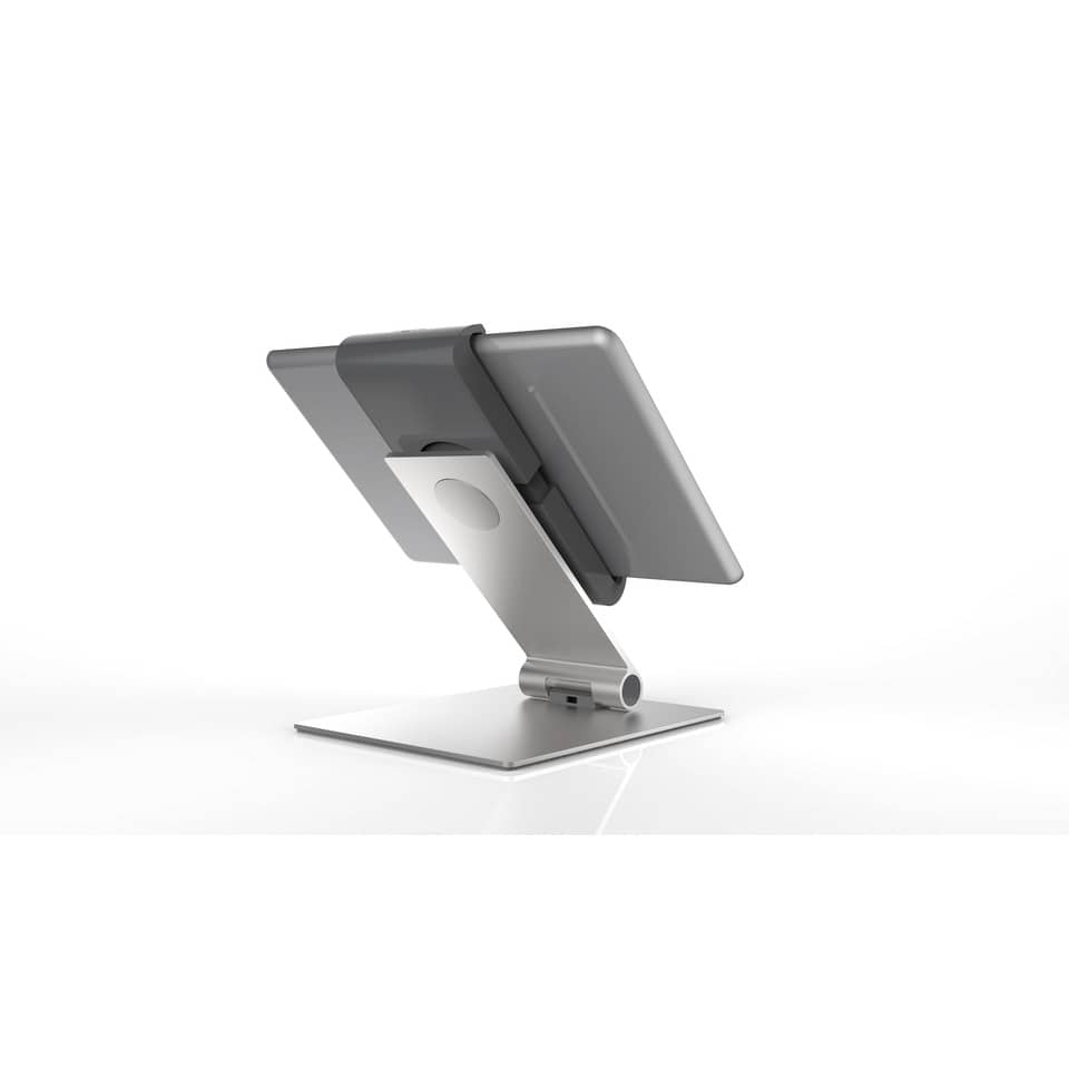 Tabletständer, Verstellbarer Ständer, Metall, Silber, Ansicht von hinten