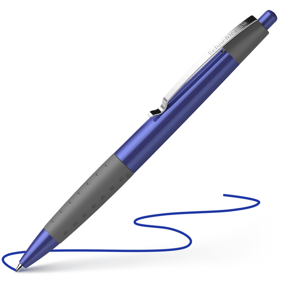 Kugelschreiber, Schwarz, Blau, Gummigriff, Clip