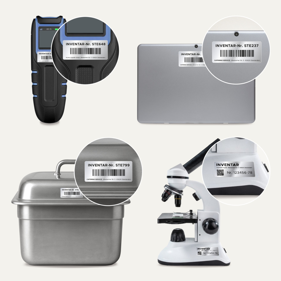 barcode, inventar, kennzeichnung, kueche, mikroskop
