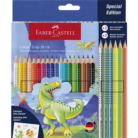 Farbstiftetui Colour Grip Dino, 18+6 Stück FABER CASTELL 201546