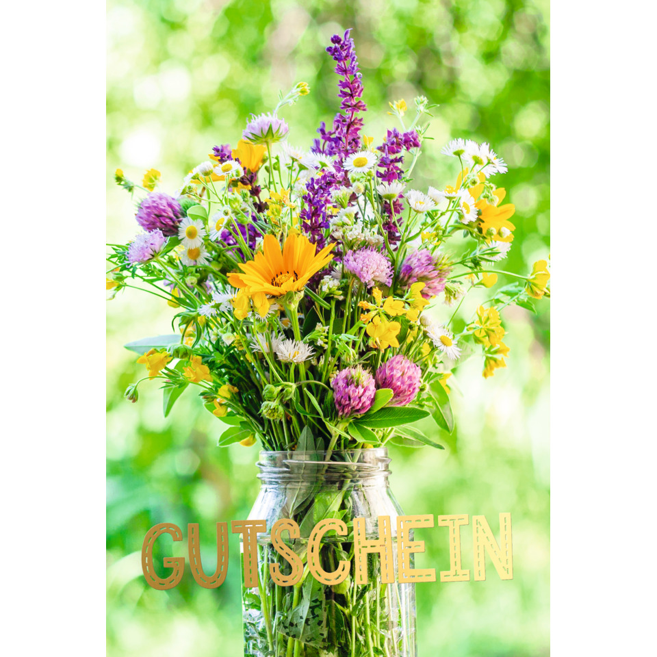 Blumenstrauß, Gesteck, Glasvase, Wildblumen, Blüten