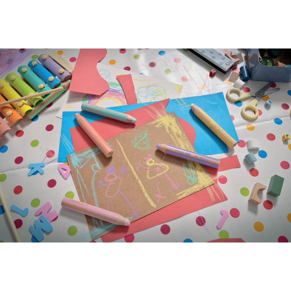 Kinderkunst, KreideStifte, Kunstpapier, Klebebuchstaben, Buntes Bastelset