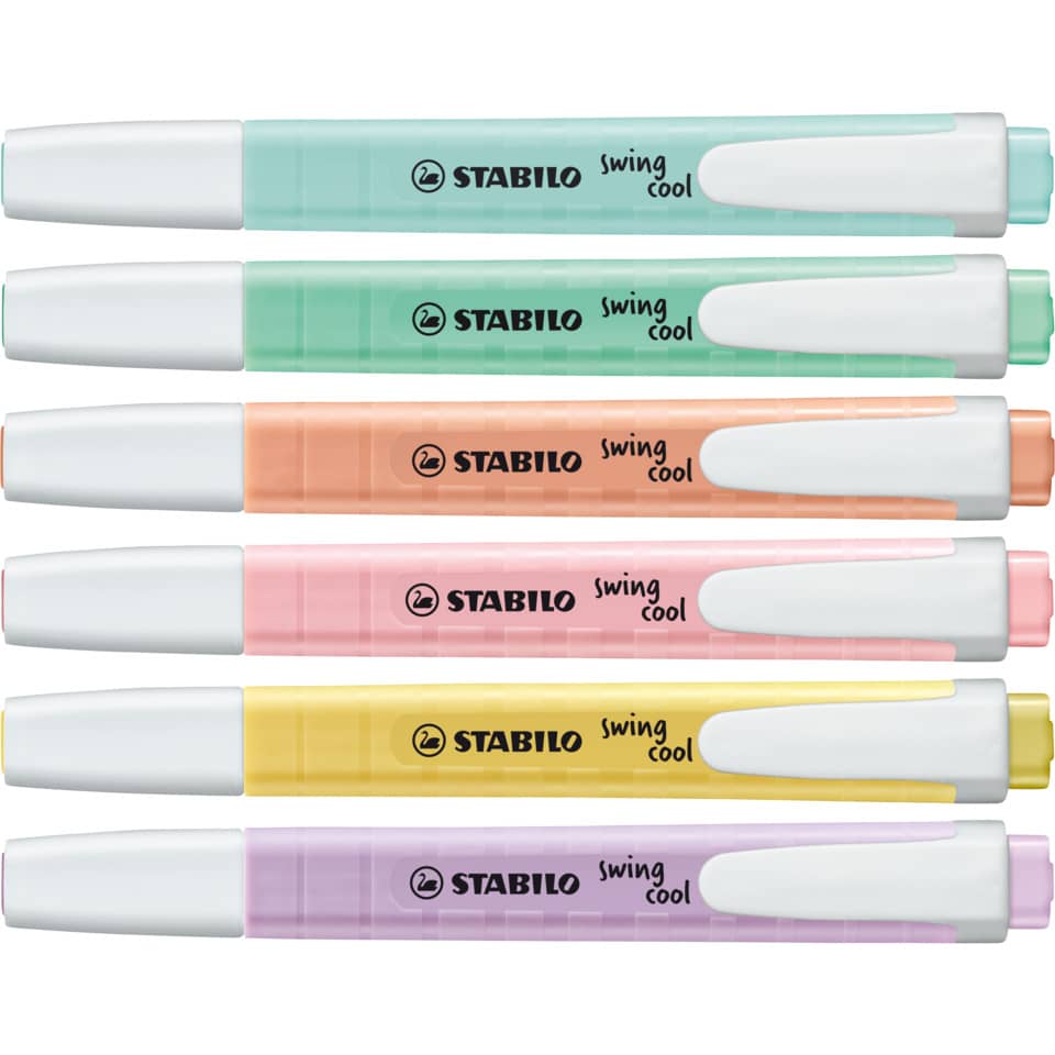 highlighter, marker, pastel colors, multi-pack, stabilo swing cool