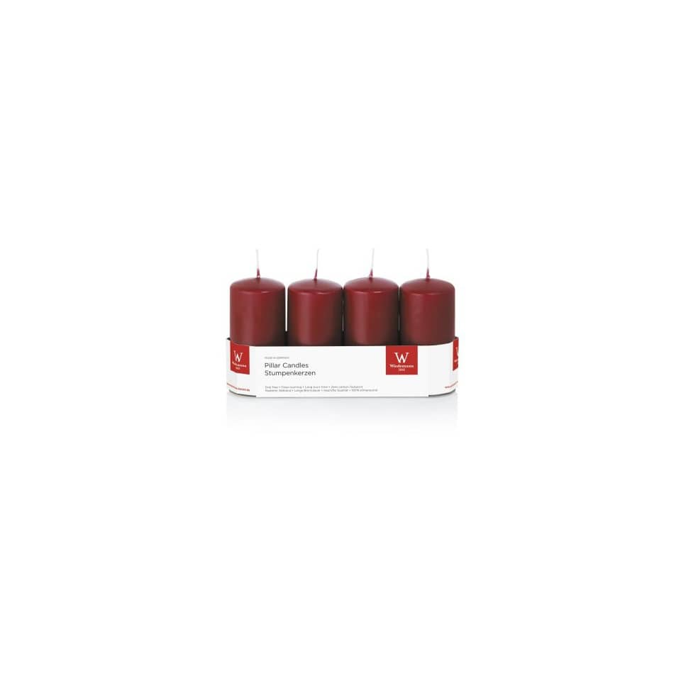 pillar candles, rot, satz von 4, ungefüllt, wachskerzen