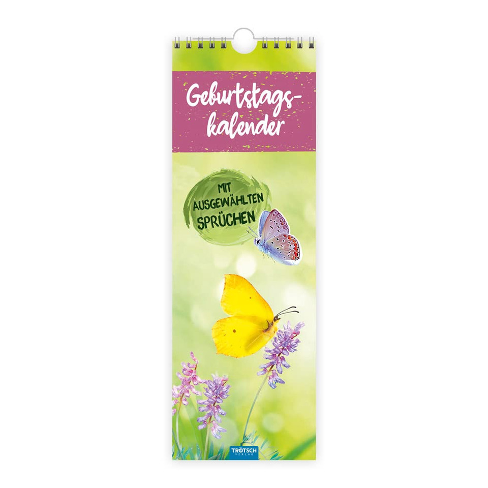 Geburtstagskalender, Spruchkalender, Schmetterling, Blumen, Kalender mit Sprüchen