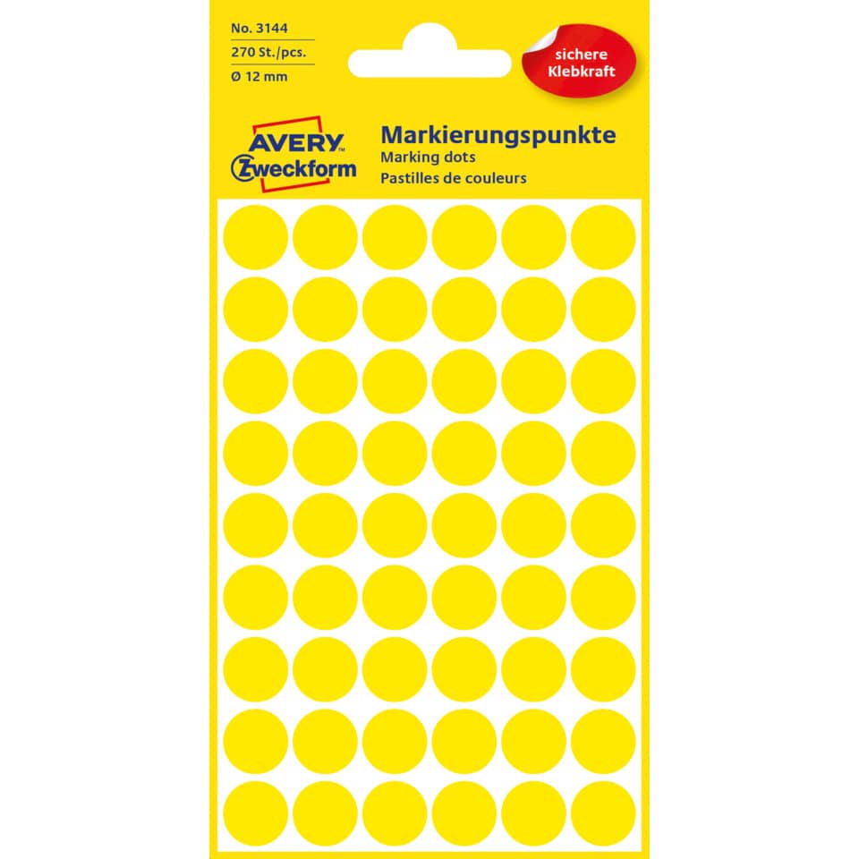 Aufkleber, Markerpunkte, Klebepunkte, Punktmuster, Gelb