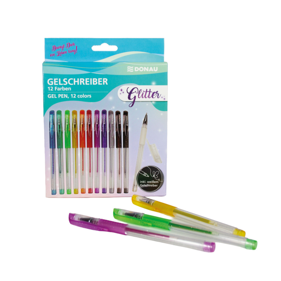 Gelschreiber, Gelstifte, 12 Farben, Glitter, Kugelschreiber