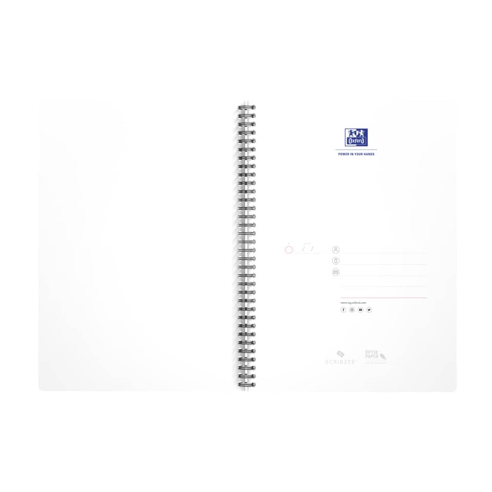 spiralgebunden, Notizbuch, weiß, A5, Oxford-Logo