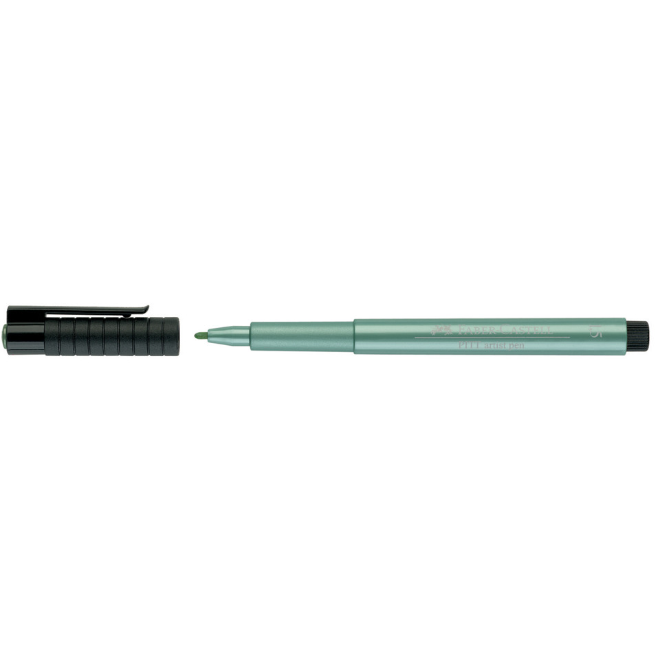 Fineliner, Roller, Grün, Metallisch, Kappe