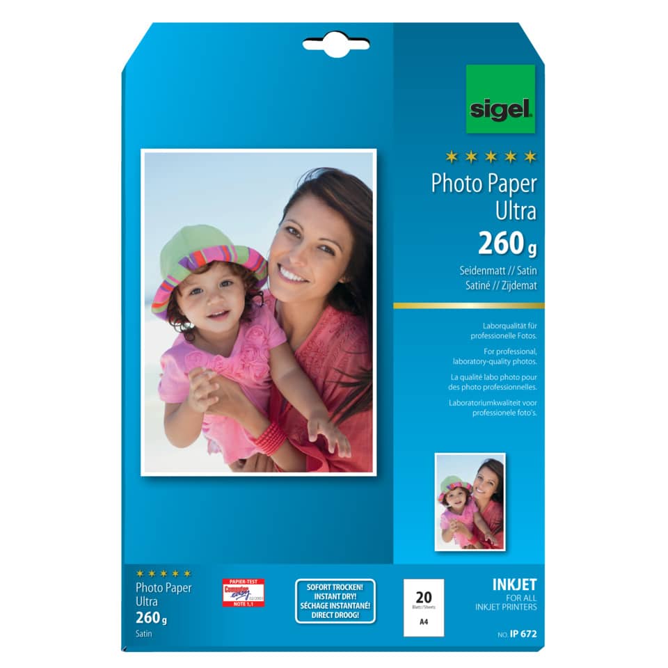 Fotopapier, Tintenstrahldruck, A4, 260 g, Satin