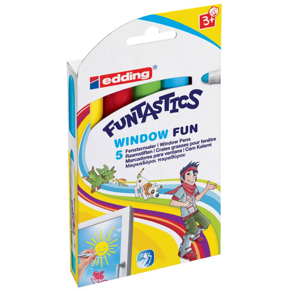 Kids, Fensterstifte, Funstistics, Buntes Set, 5 Stück