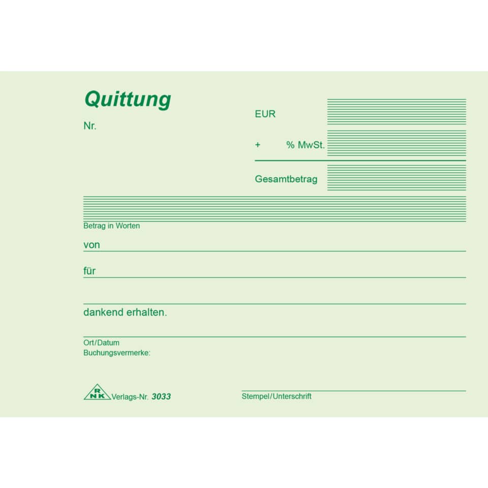 Quittung, Kassenzettel, Rechnung, Grüner Druck, Formular