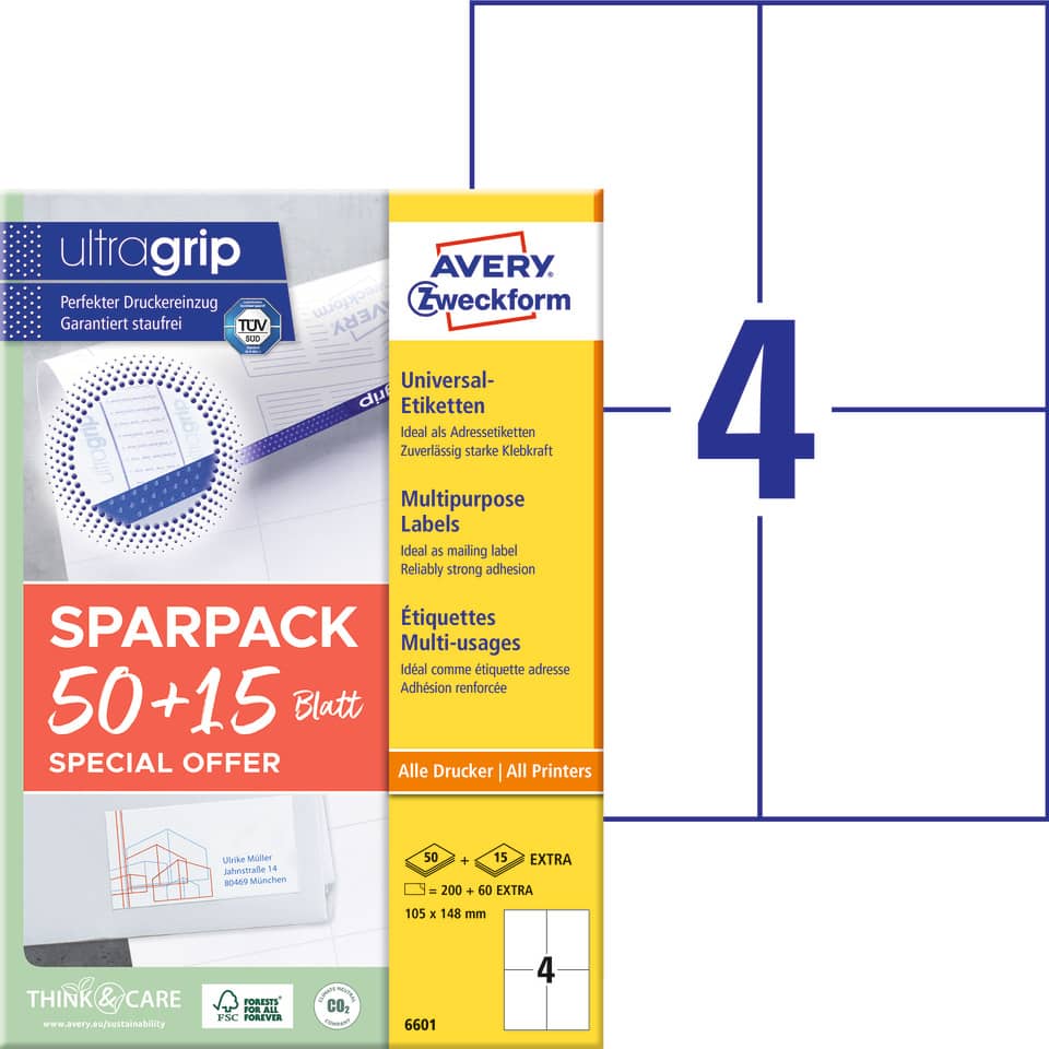 etiketten, multipurpose labels, laschen, druckeretiketten, sparepack