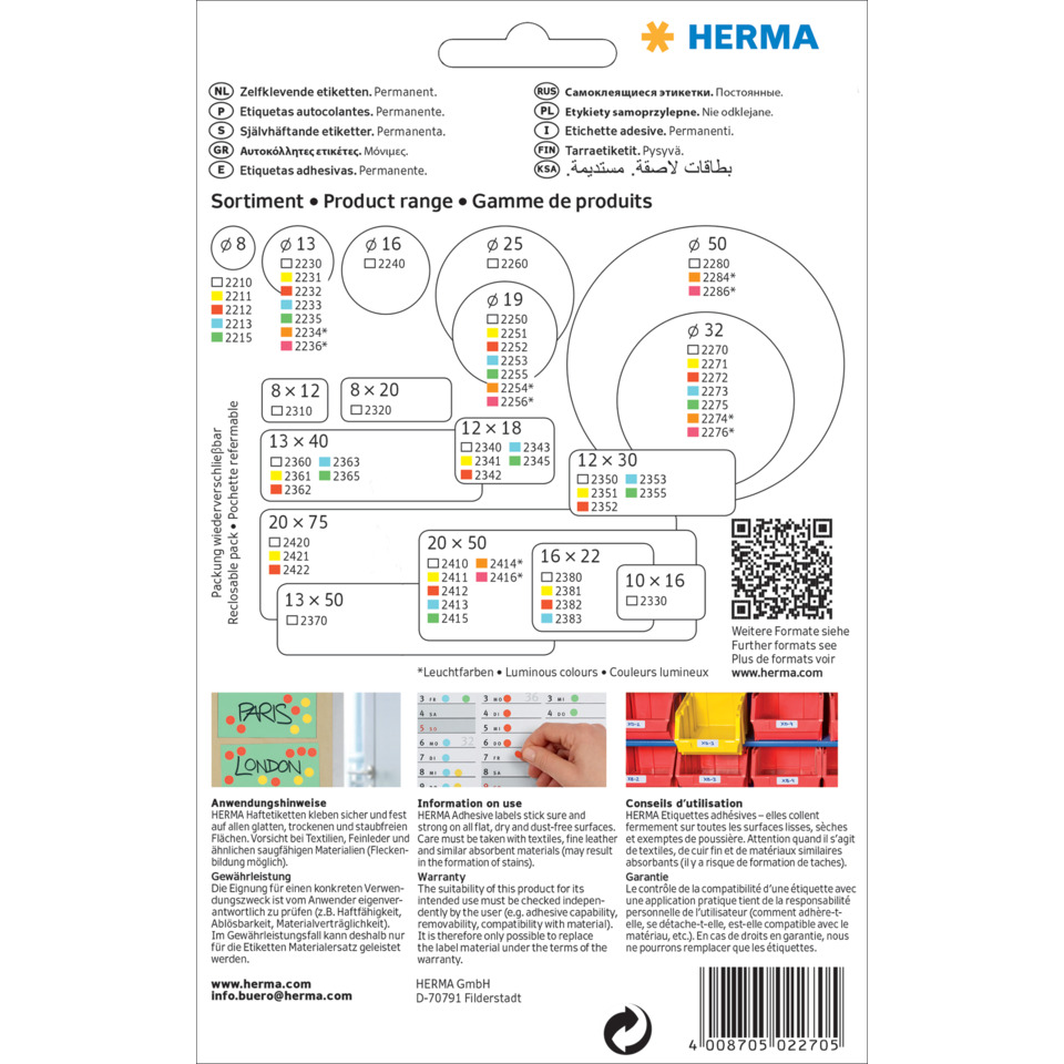 etiketten, aufkleber, selbstklebend, herma, produktebenennung