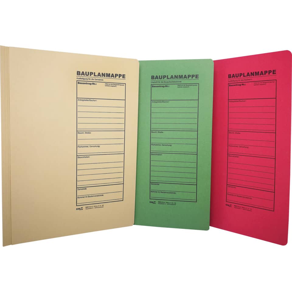 bauplanmappe, prüfformulare, architekturmappe, dreifarbig, praktisch