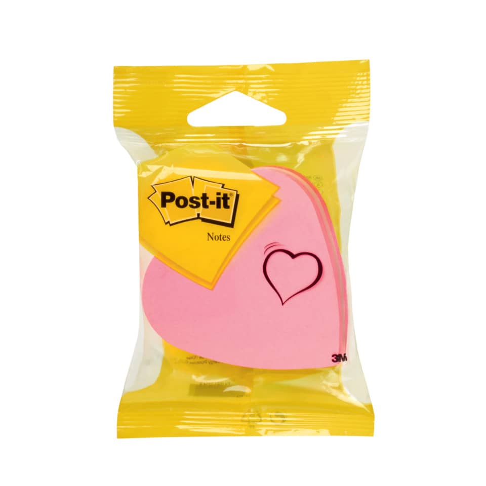 Post-it Notizen, Notizzettel, Herzform, rosa, Klebezettel