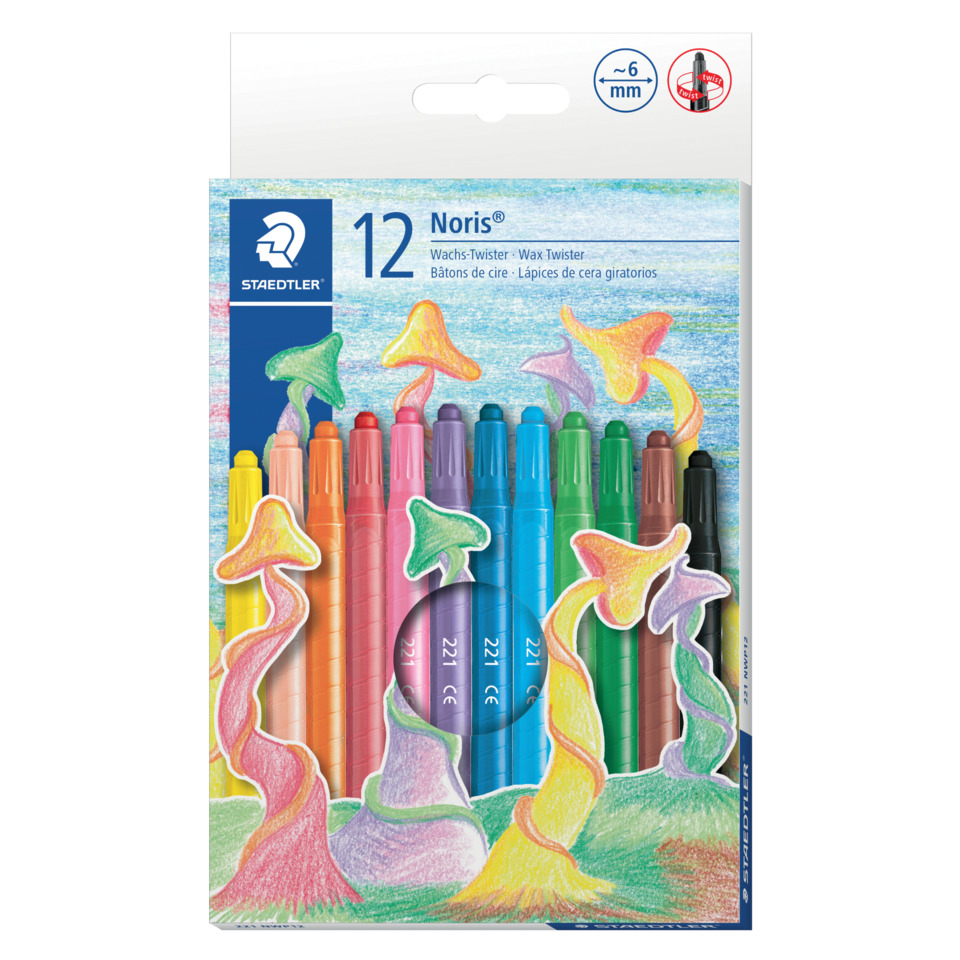 Marker, Wachs-Twister, 12 Stück, bunte Marker, Noris
