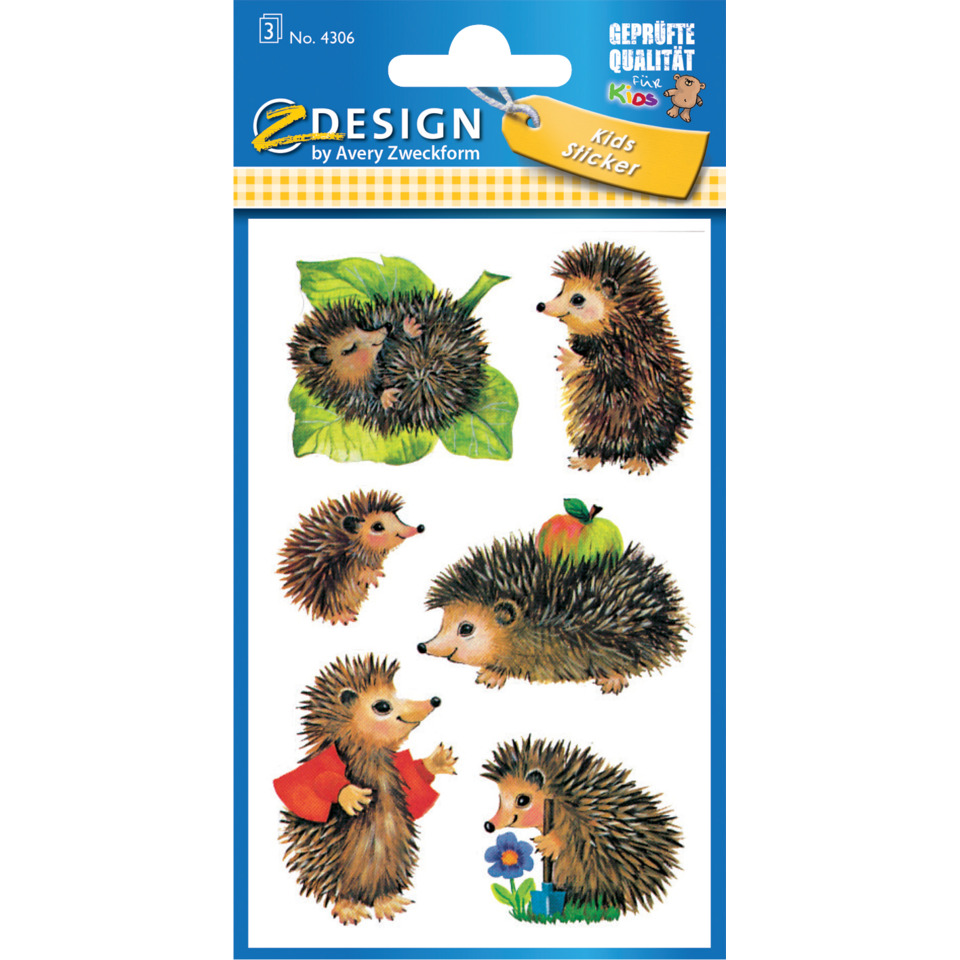 Igel-Aufkleber, Kinderaufkleber, Wildtier, Grafikset, Mehrfarbig