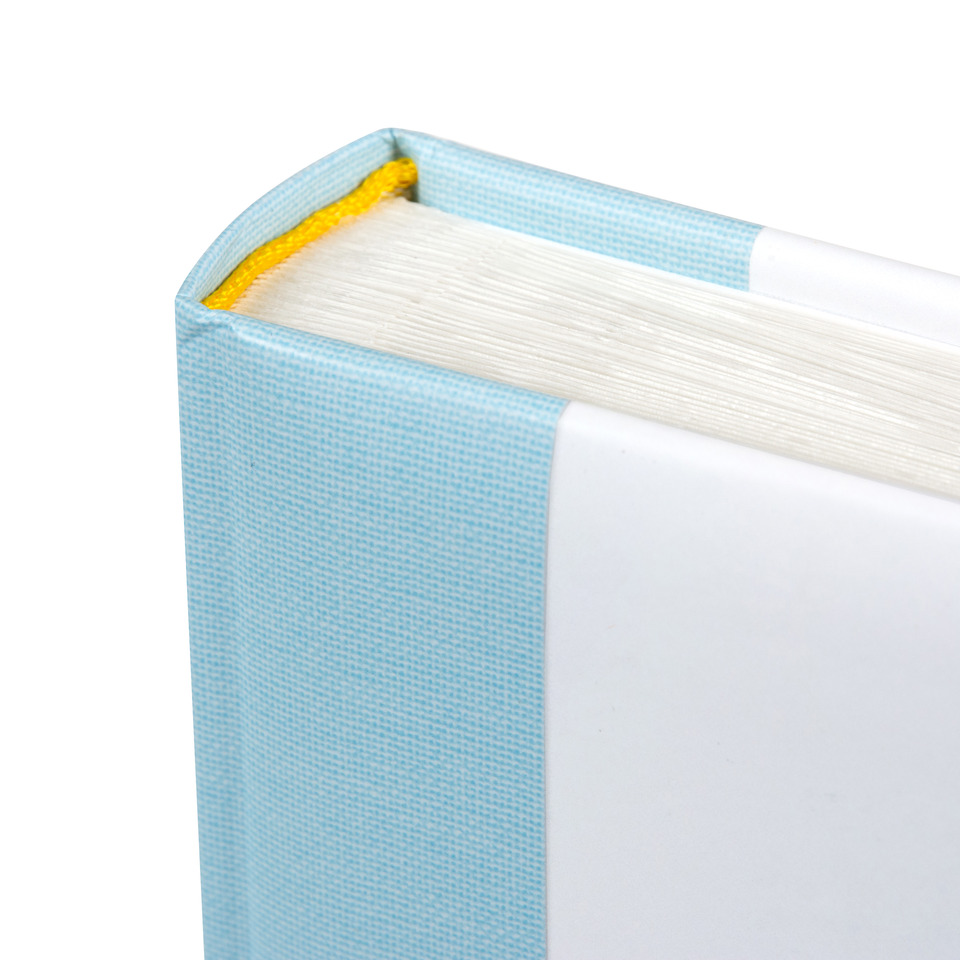Hardcover, Book, Blue cover, Yellow bookmark, Pages