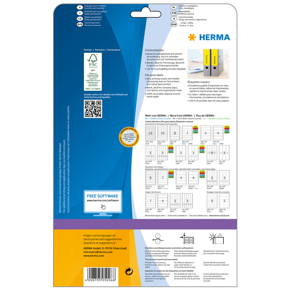 Etiketten, Beschriftung, Ordner, Spine, Abdecketiketten, Etiketten, Etikettenbox, Nur Beispiel, Herma, Kartonetiketten