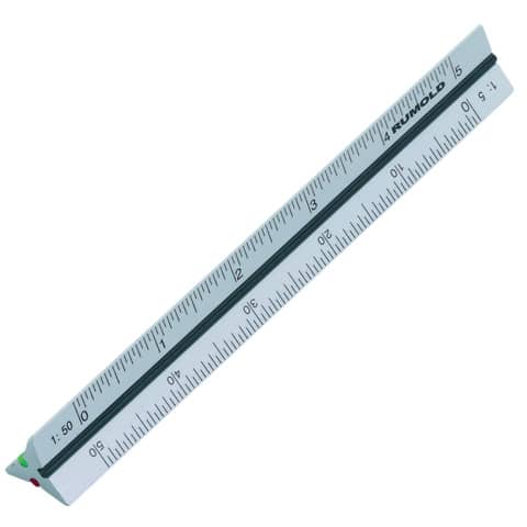 Dreikantmaßstab, Aluminium, 3 farbige Hohlkehlen, Ø 14 mm, 15 cm, Teilung architect 1 RUMOLD 195/1/15