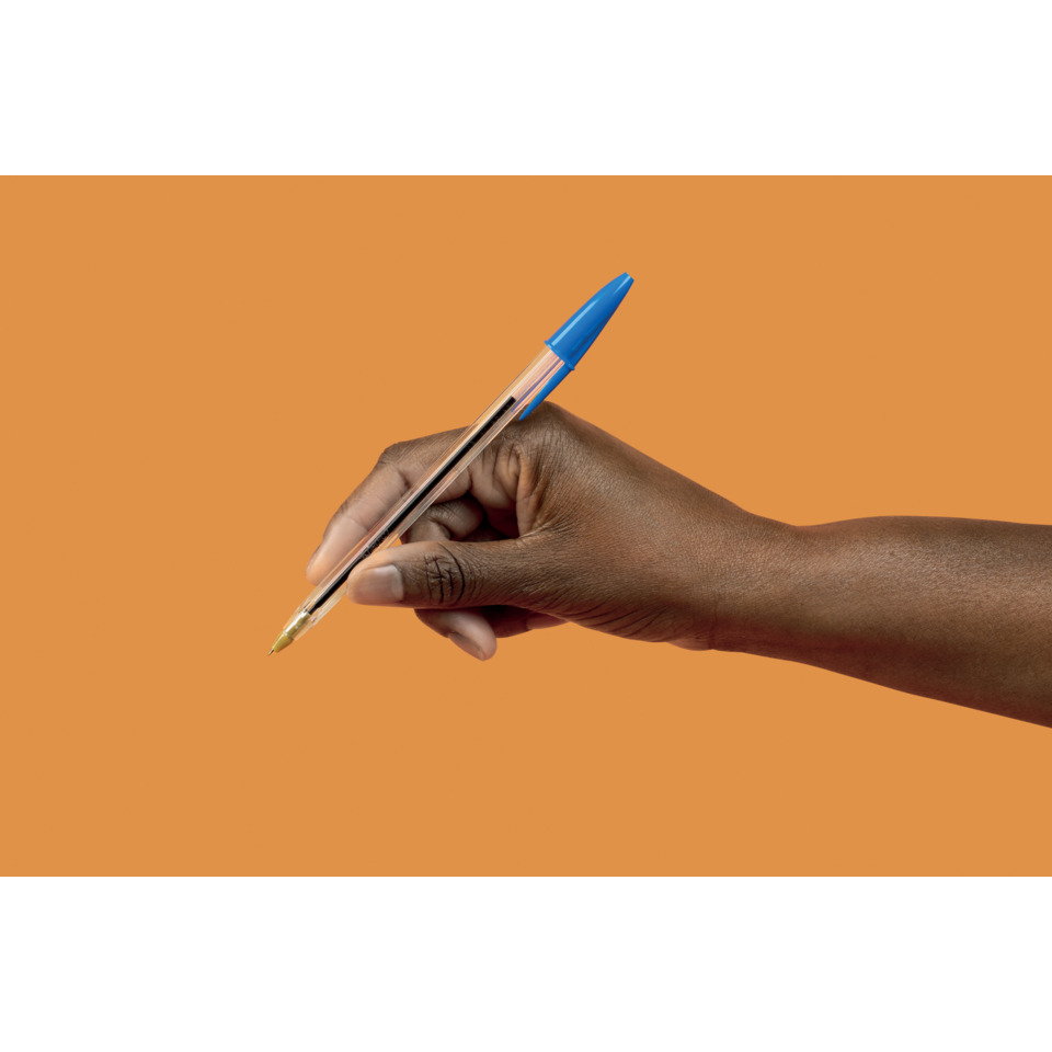 hand, Stift, Kugelschreiber, Kugelschreiber mit Metallspitze, orange Hintergrund