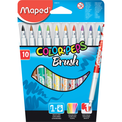 Pinselfasermaleretui Color'Peps Brush, farbig sortiert, 10 Stück MAPED M848010