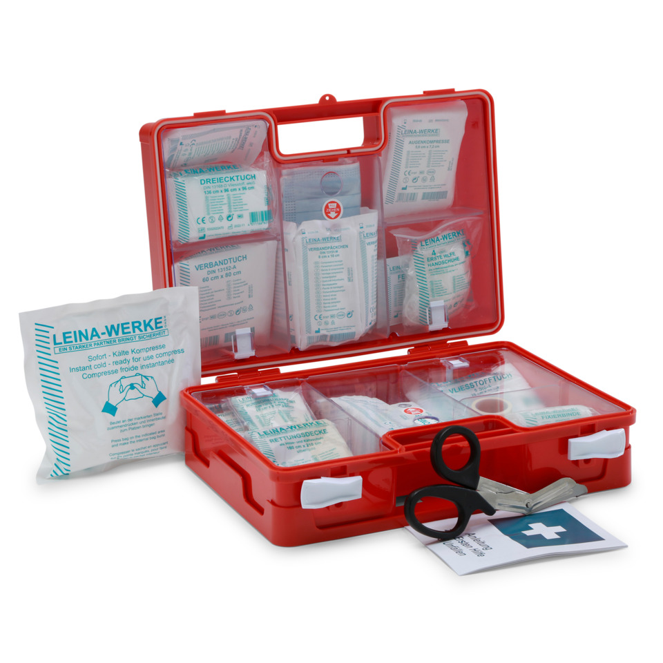 Erste-Hilfe-Set, Medizinische Ausrüstung, Koffer, Klemm-Schere, Inhaltspackung