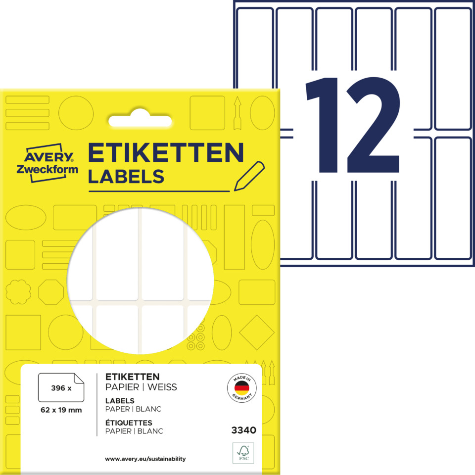 Etiketten, Labels, Papier, Weiss, Avery