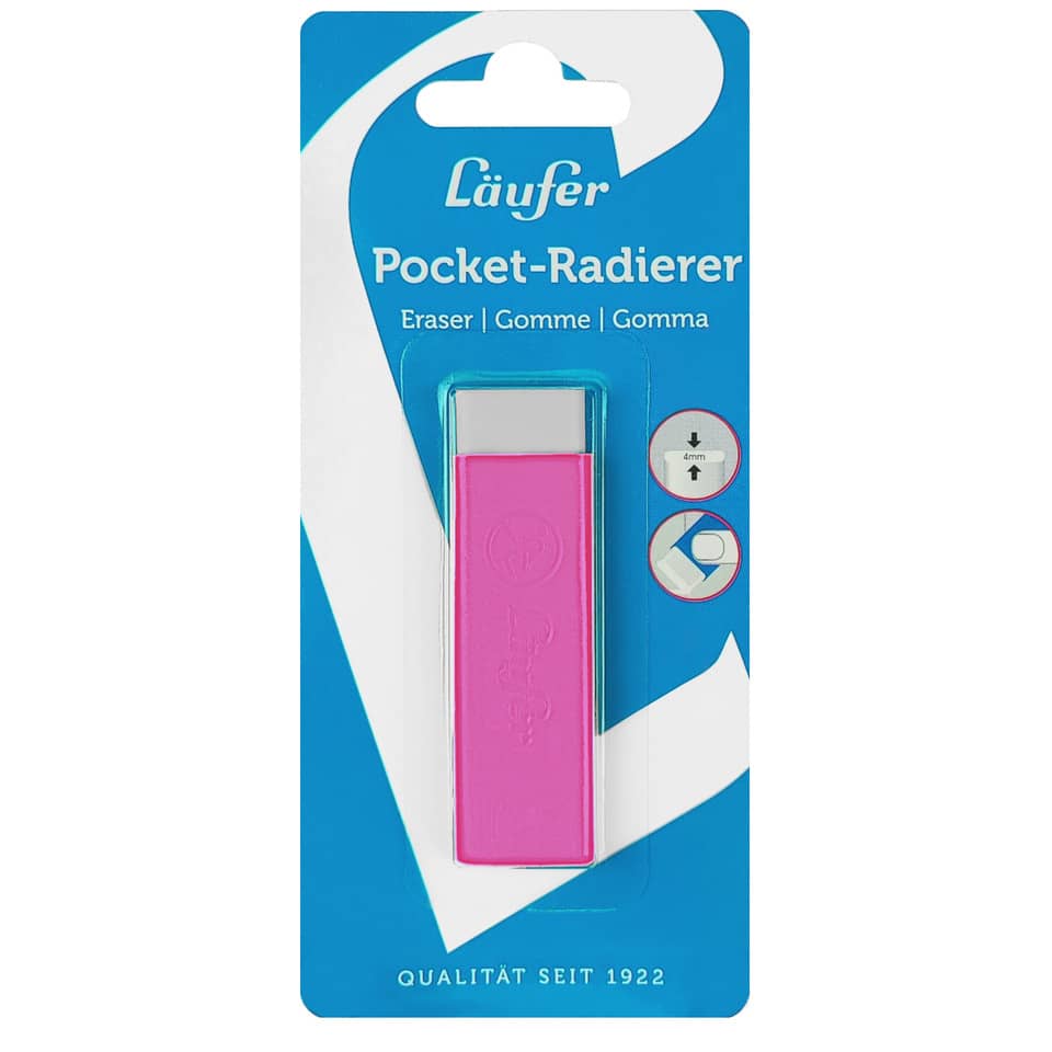 Kantenradierer, Pocket-Radierer, Eraser, Gummi, Pink