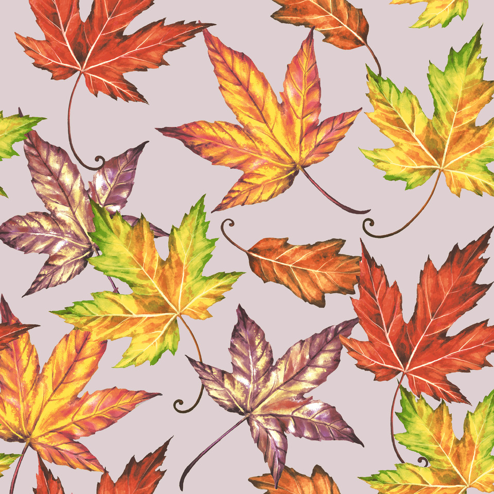 Herbstblätter, Ahornblätter, Bunte Blätter, Lederoptik Muster, Wenden-Motiv