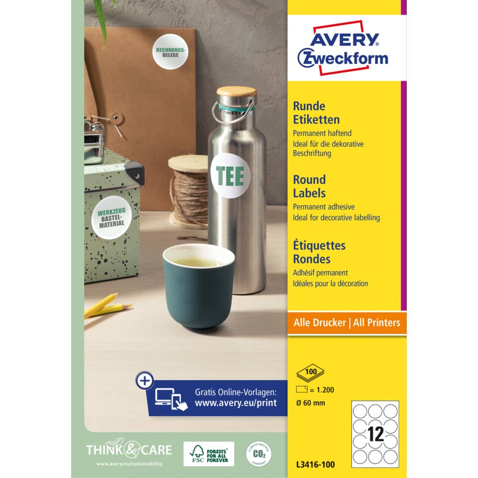Tee Flasche, Round Labels, Etiketten, Paketeko, Bürobedarf