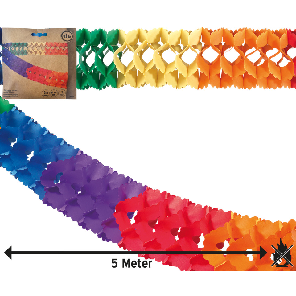 Girlande, Papiergirlande, Dekogirlande, 5m, bunte Farben