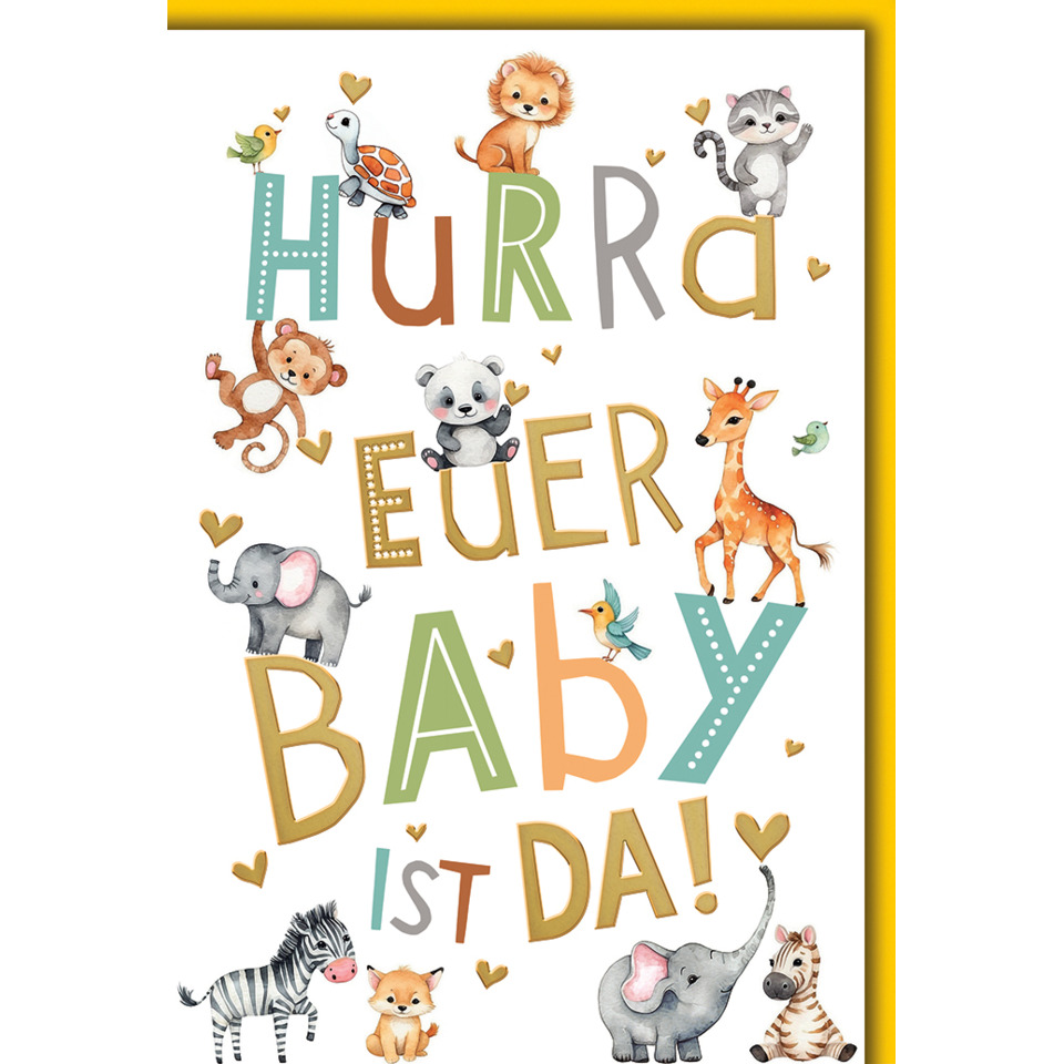 Grusskarte, Zebra, Dinosaurier, Elefant, Text