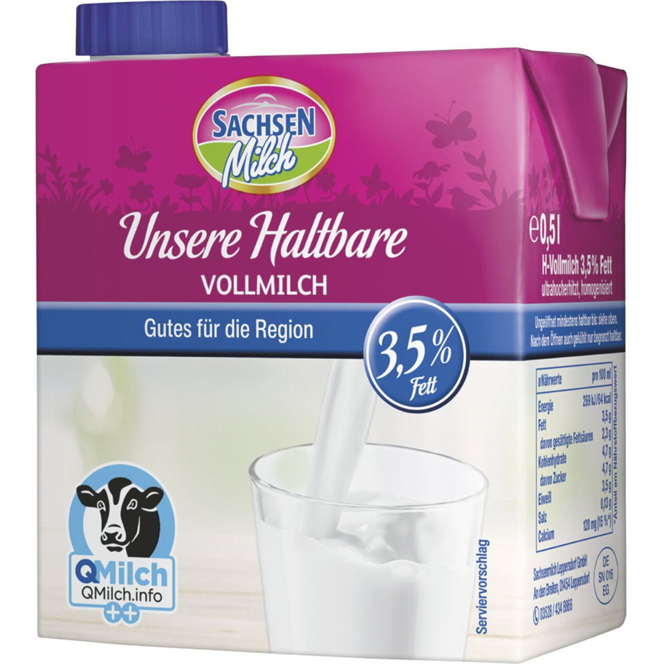 Milch, Vollmilch, 3,5% Fett, Haltbare, Packung