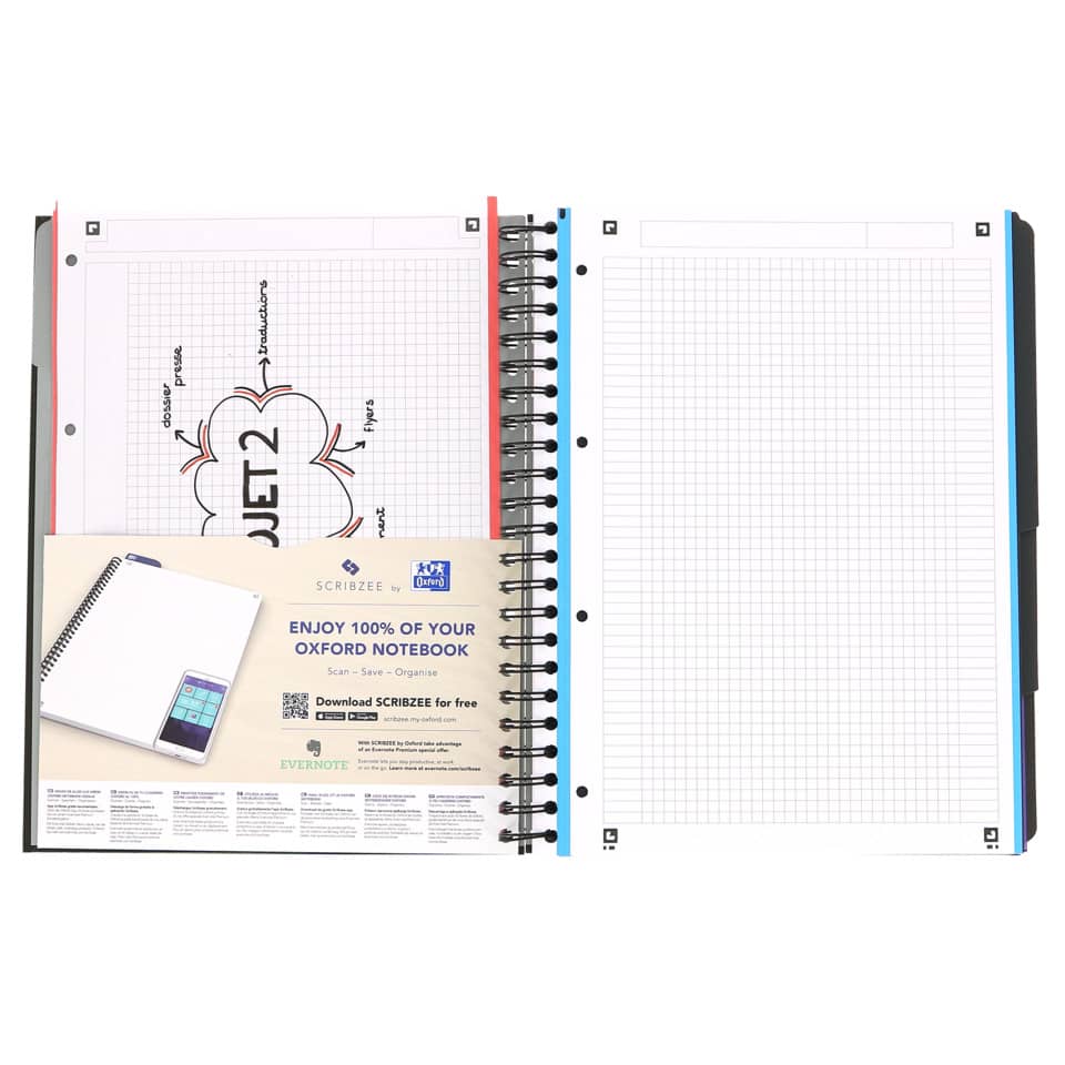 Notizbuch, Spiralbindung, Gitterpapier, Oxford-Notebook, Aufschlag-Set