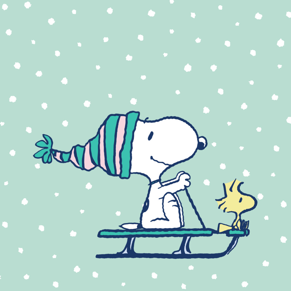 Snoopy, Schlitten, Wolke, Winter, Comicfigur