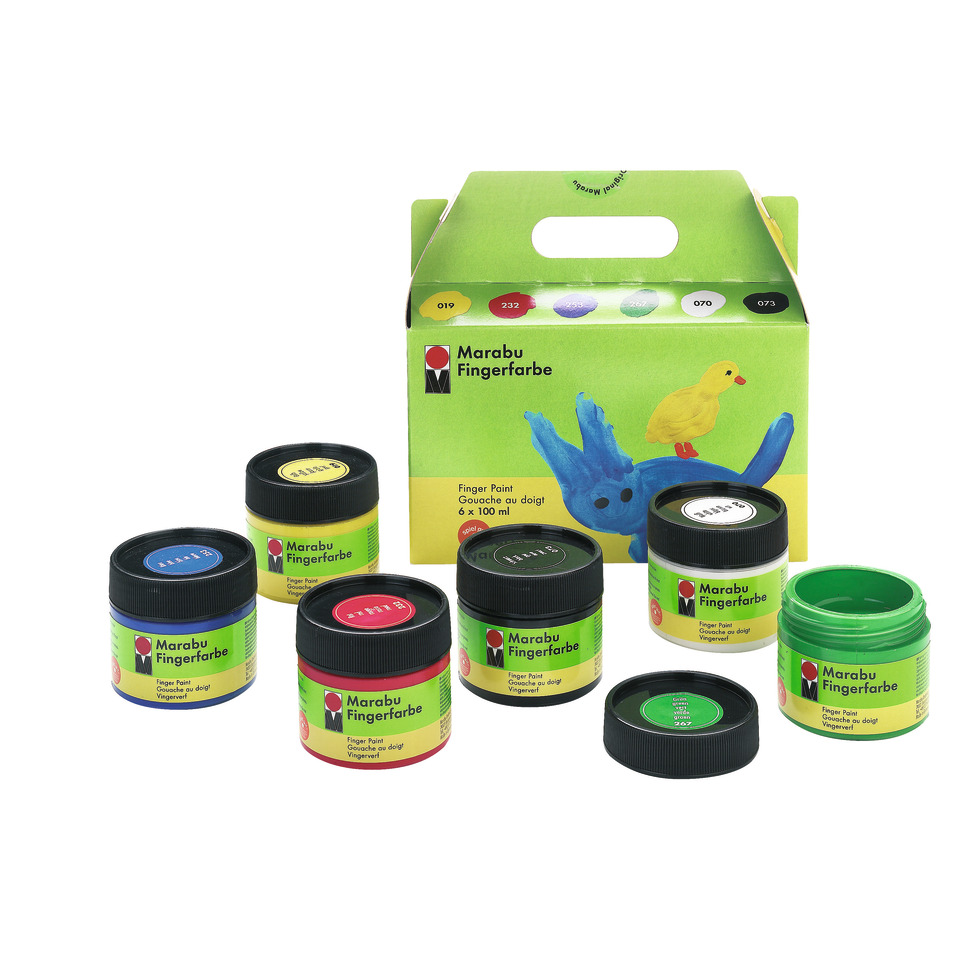 Fingerfarben, Acrylfarben, Farbtöpfchen, Kompaktpaket, Kinderfarben