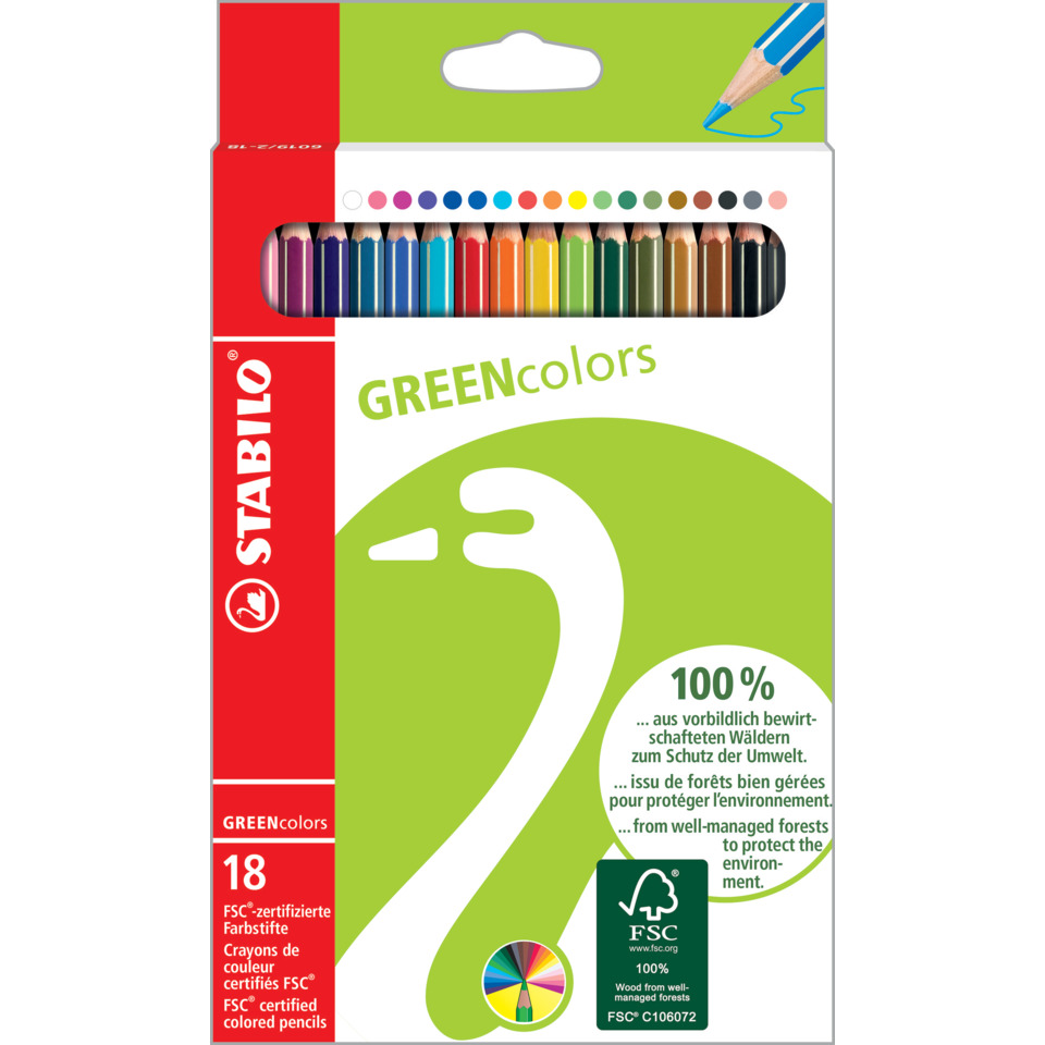 Holzstifte, Buntstifte, FSC-zertifiziert, GreenColors, 16er-Pack