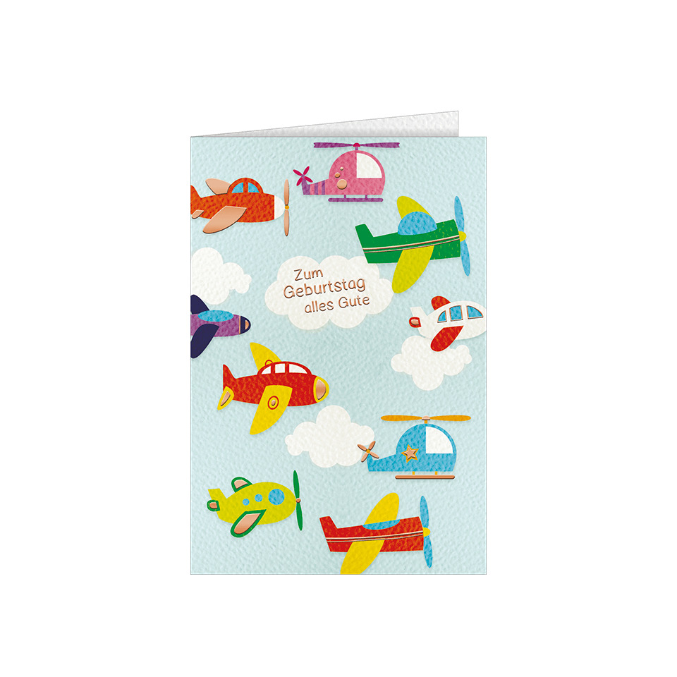 flugzeuge, flugzeug-muster, geburtstag, kartengröße, bunte farben