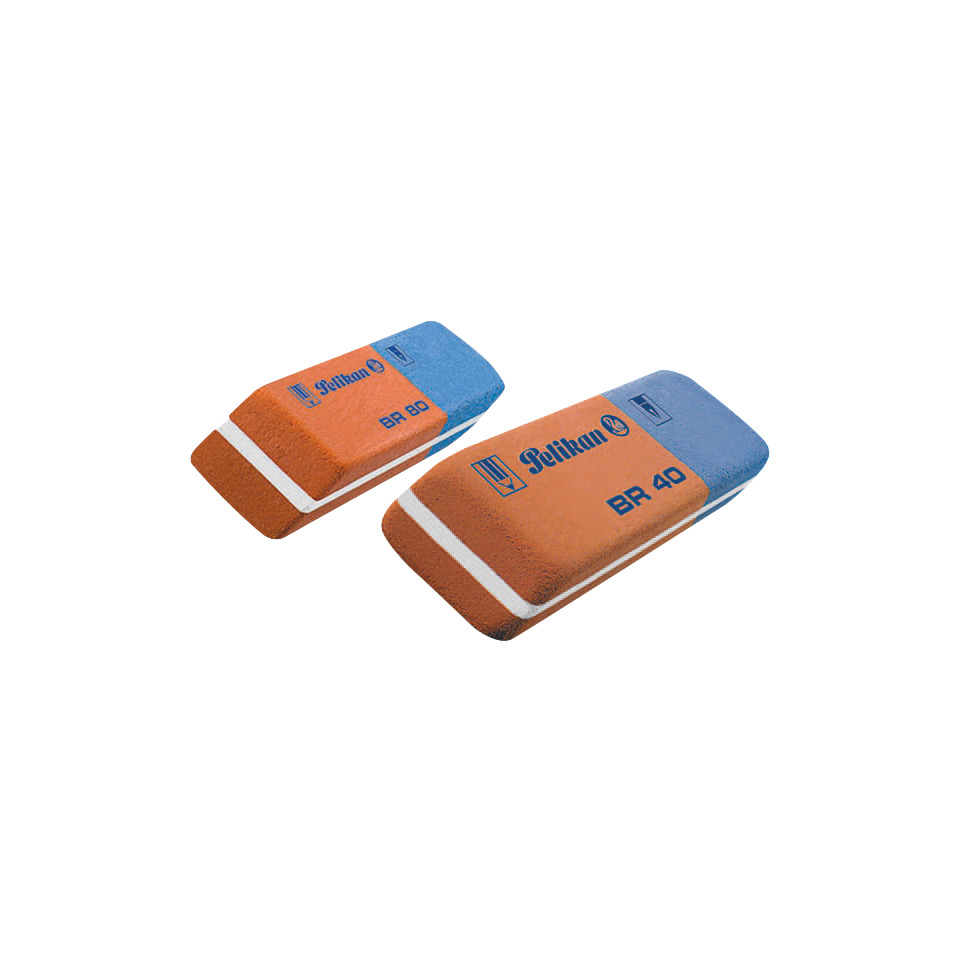 Radiergummi, Doppelspitzer?, blau-orange?, Block-Radiergummi, BR 40