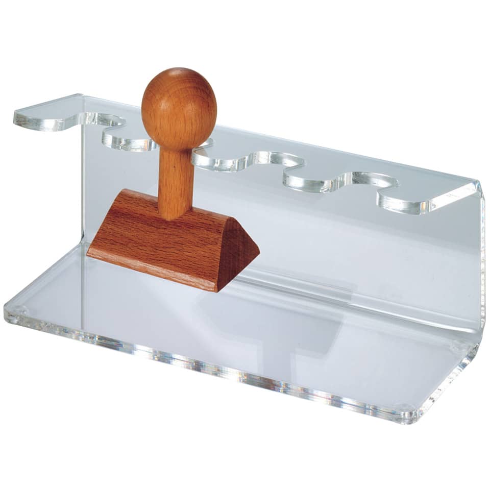 Acrylic stand, Klarsichtdisplay, Holzgriff, Hammerform, Schreibtisch-Organizer