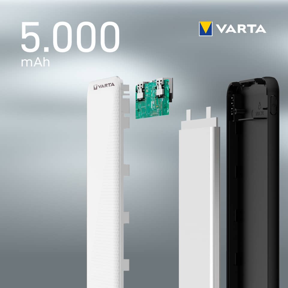 5000 mAh, Powerbank, USB-C Modul, weißer Fall, VARTA