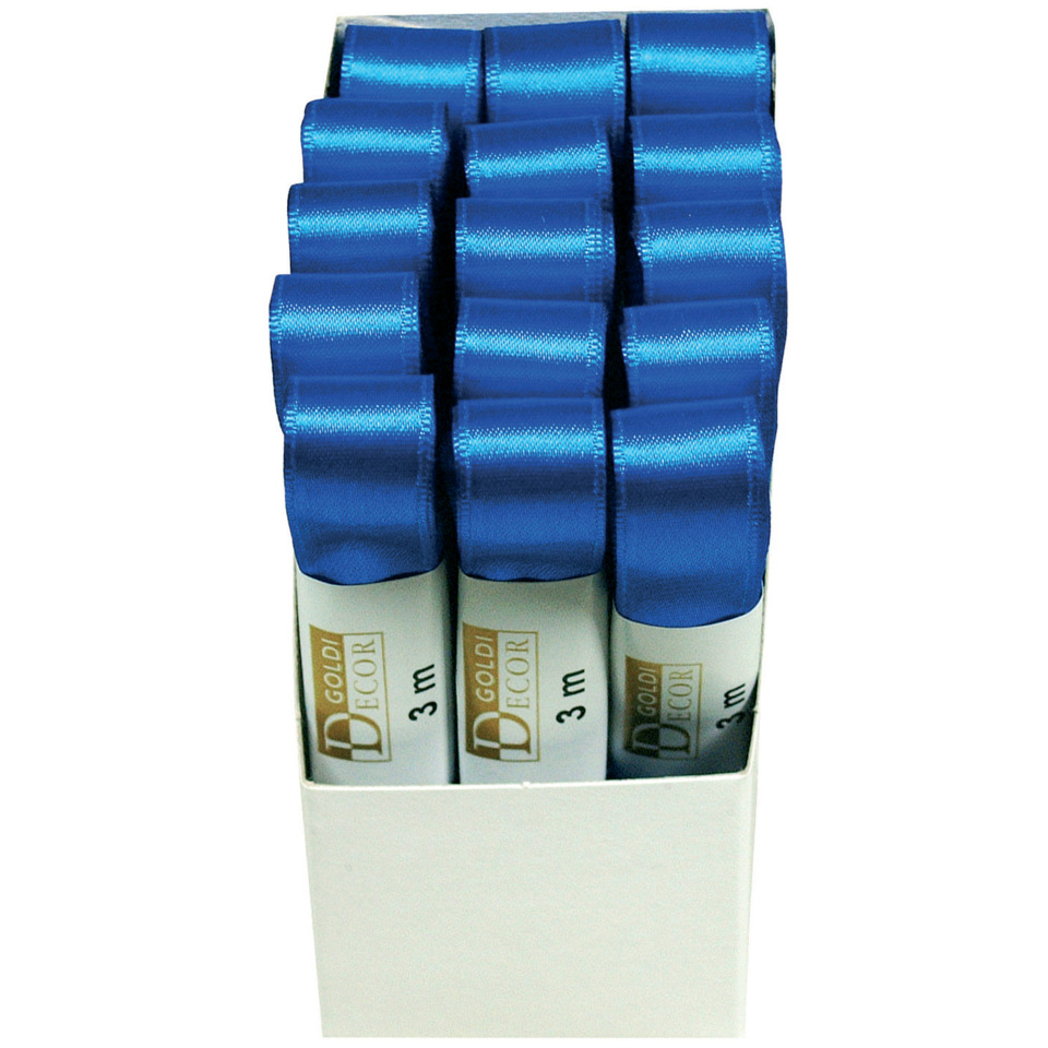 Satinband, blaues Band, Dekorband, 3 m, Rib­bo­ns-Pack