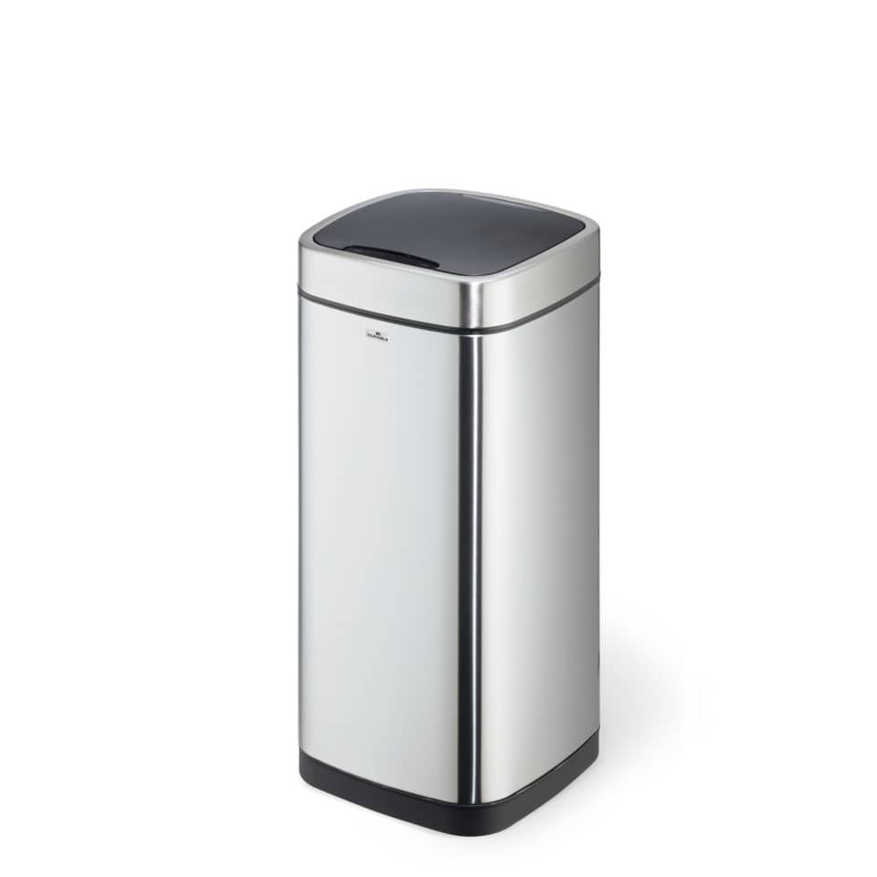 trash bin, pedal bin, steel, silver, rectangular