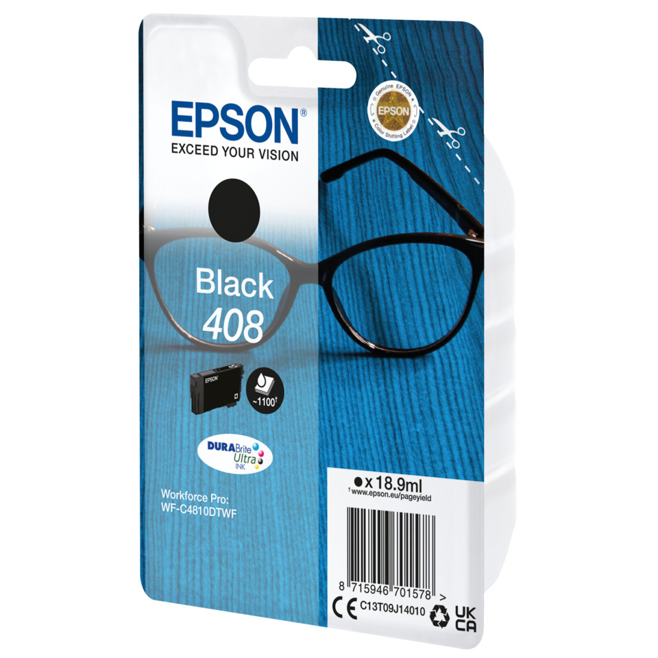 Projektorfolie, Tintenpatrone, Brille, Epson Black 408, DuraBrite Ultra Ink