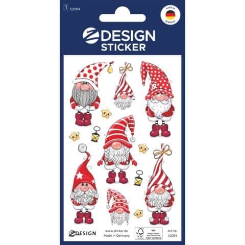 Weihnachtssticker Wichtel, 7 Stück AVERY ZWECKFORM 52094